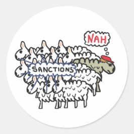 Pegatina Redonda Ovejas contra las sanciones