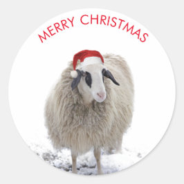 PEGATINA REDONDA OVELAS CON GORRO DE NAVIDAD CALCOMANÍAS PERSONALIZ