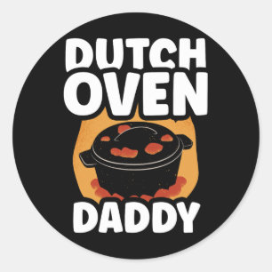 Pegatina Redonda Oven Daddy holandés Metalizado Iron Bbq Lover Dutc