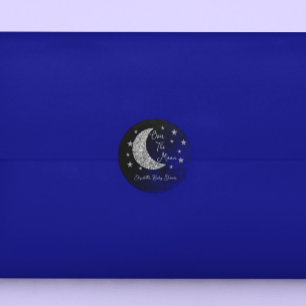 Pegatina Redonda Over The Moon Baby Shower