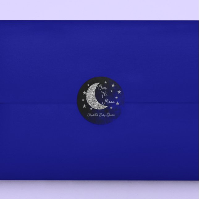 Pegatina Redonda Over The Moon Baby Shower (Subido por el creador)