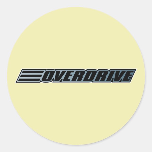Pegatina Redonda Overdrive - Race Car Automobile Slogan (Anverso)