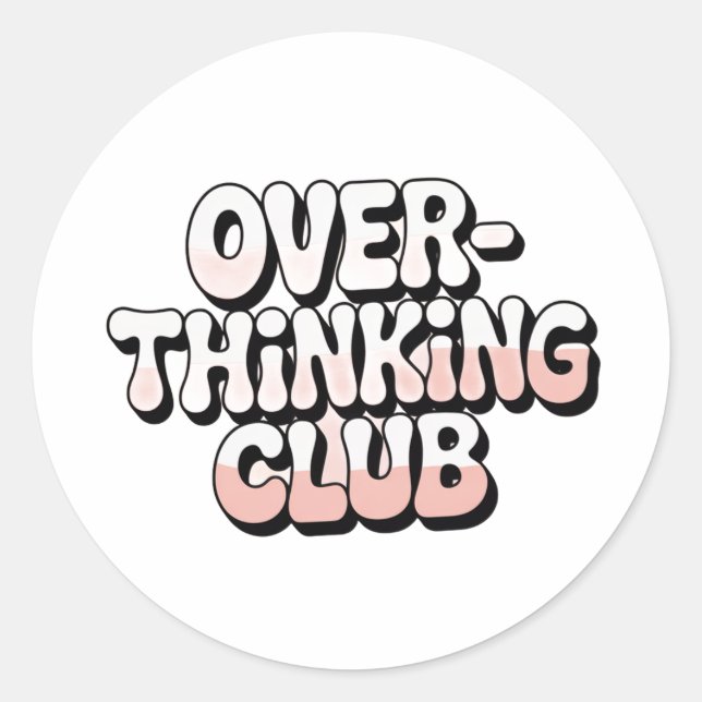 Pegatina Redonda Overthinking Club Retro 90s Sticker (Anverso)