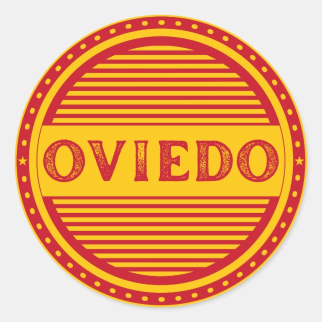 Pegatina Redonda Oviedo City Pride Emblem – Spanish Identity (Anverso)