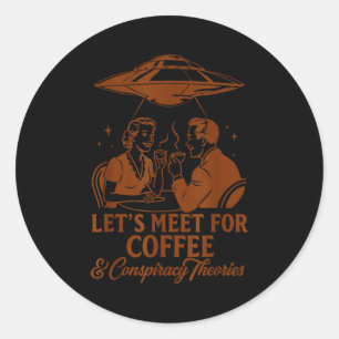 Pegatina Redonda Ovni Alien Bff Encontremos Para Café & Consrac