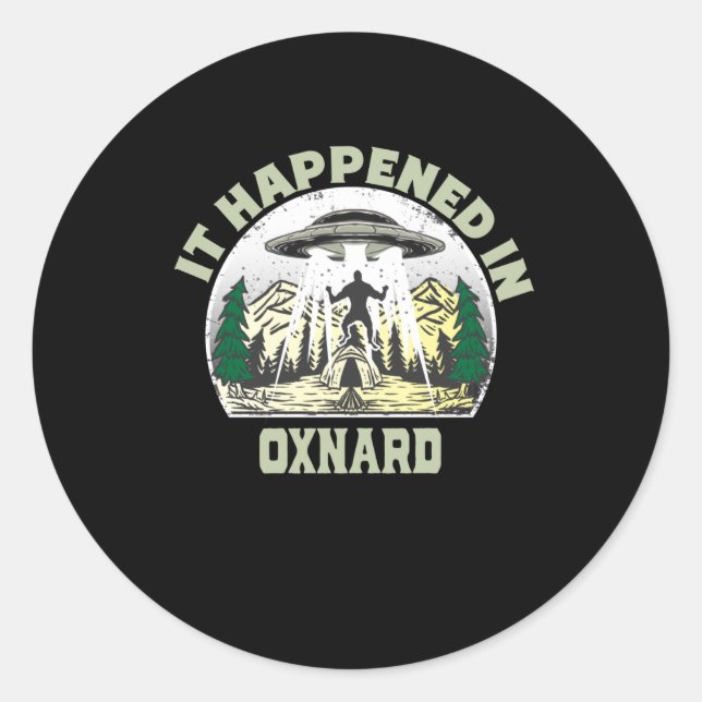 Pegatina Redonda OVNI alienígena En La Ciudad De Oxnard (Anverso)