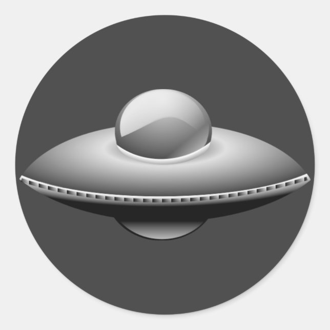 Pegatina Redonda OVNI en metal (Anverso)