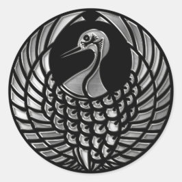 Pegatina Redonda Owari Mori Clan Kamon Silver Chrome