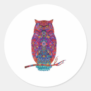 Pegatina Redonda Owl Art Funny