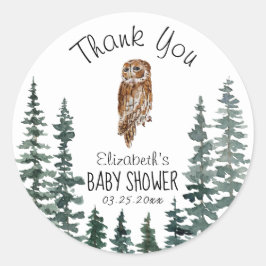 Pegatina Redonda Owl Baby Shower Gracias