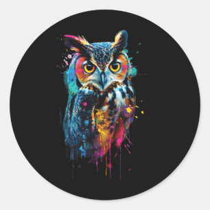 Pegatina Redonda Owl Colorful