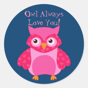 Pegatina Redonda Owl Love You Valentine Round Pegatina, Glossy