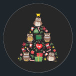 Pegatina Redonda Owl Ornament Christmas Tree Owl Lover Xmas Regalos<br><div class="desc">Owl Ornament Christmas Tree Owl Lover Xmas Regalos Hombres Mujeres</div>