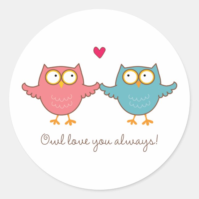 Pegatina Redonda owl te ama (Anverso)