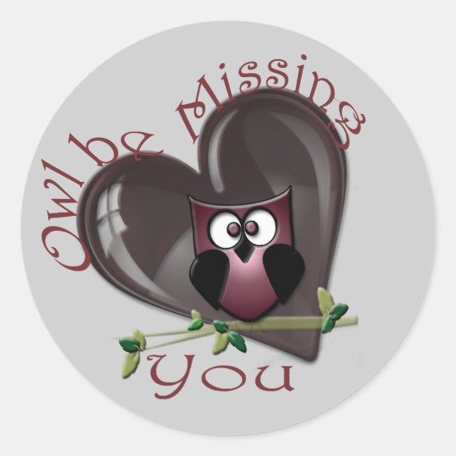 Pegatina Redonda Owl te extrañará (Anverso)