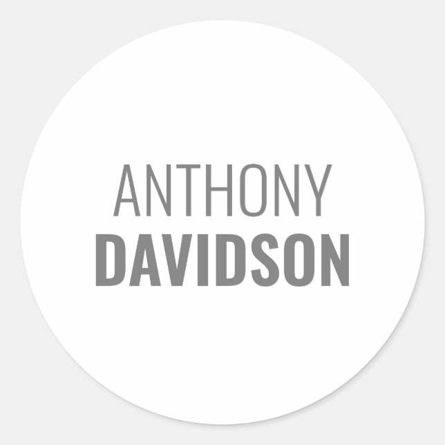 Pegatina Redonda Own Name Modern Minimalist Elegant Professional (Anverso)