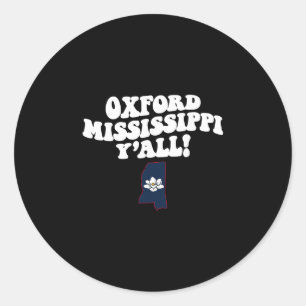 Pegatina Redonda Oxford Mississippi Y'all Ms Vacaciones del Sur