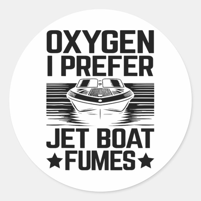 Pegatina Redonda Oxígeno I Prefiere Bote Jet Fumes (Anverso)
