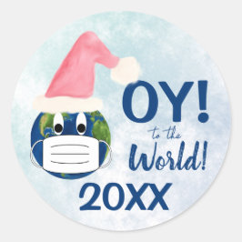 Pegatina Redonda ¡OY al mundo! Festividad de la pandemia divertida