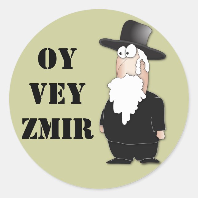 Pegatina Redonda Oy Vey Funny rabbi judío - personalizado genial (Anverso)