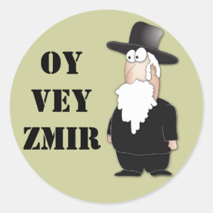 Pegatina Redonda Oy Vey Funny rabbi judío - personalizado genial