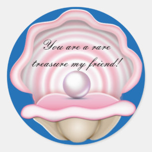 Pegatina Redonda Oyster con Pearl