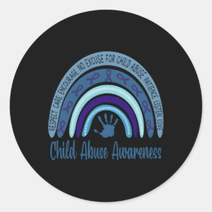 Pegatina Redonda P4Zl Cinta azul arcoiris Concienciación sobre el a