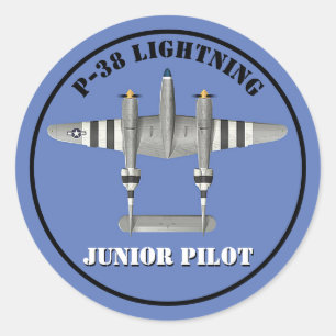 Pegatina Redonda P-38 Lightning Junior Pilot