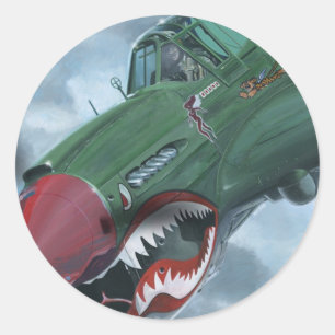 Pegatina Redonda P-40 Kittyhawk