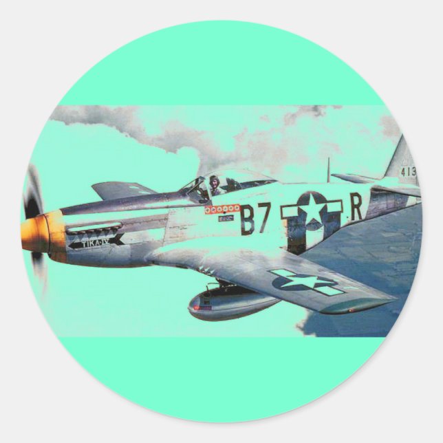 PEGATINA REDONDA P-51 MUSTANG (Anverso)