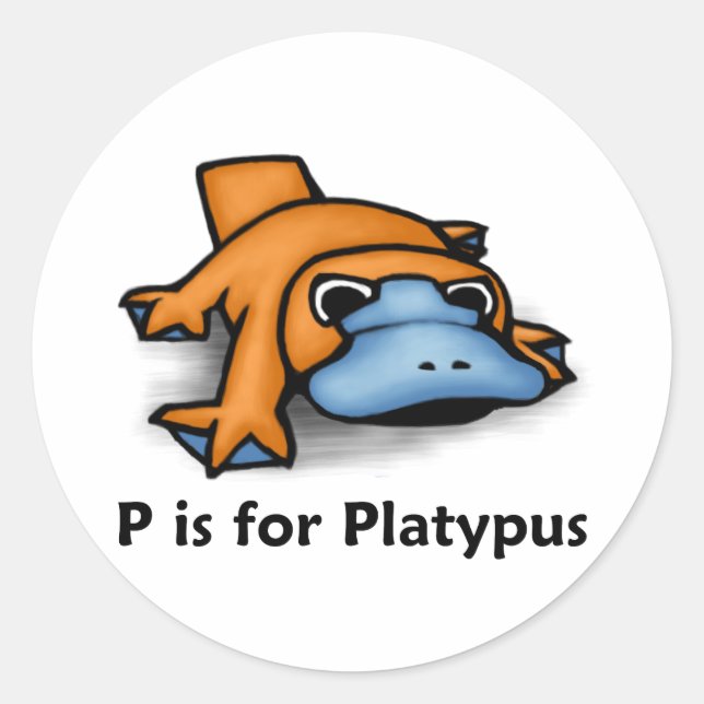 Pegatina Redonda P es para Platypus (Anverso)