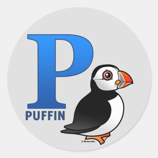 Pegatina Redonda P es para Puffin (Anverso)