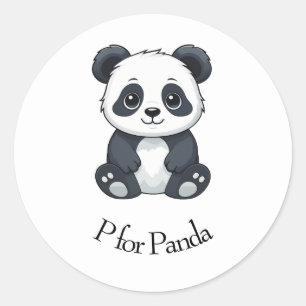 Pegatina Redonda P para Panda