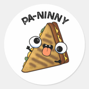 Pegatina Redonda Pa-ninny Funny Panini Pun presenta panini s