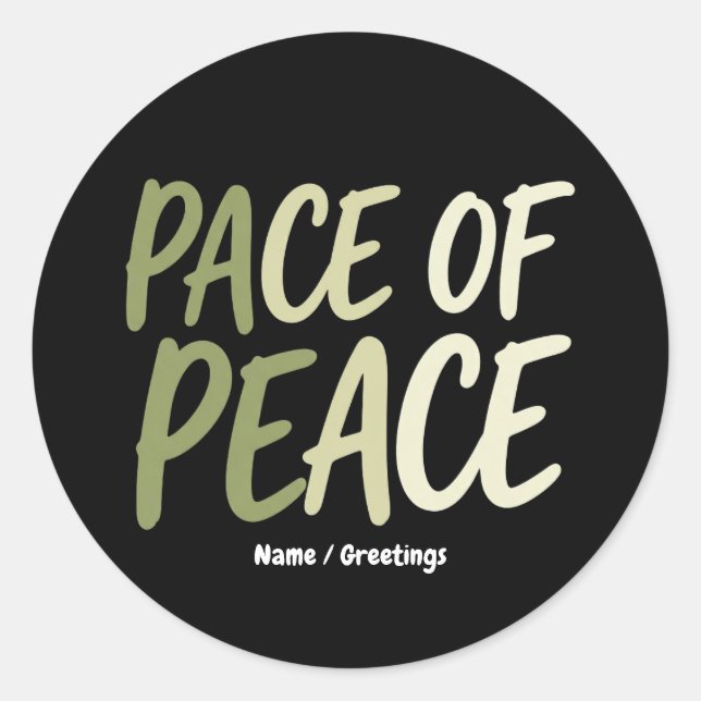 Pegatina Redonda Pace of Peace Green Slow Living Mindfulness Mantra (Anverso)