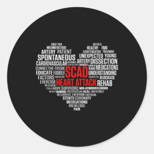 Pegatina Redonda Paciente sobreviviente de ataque cardíaco Scad War