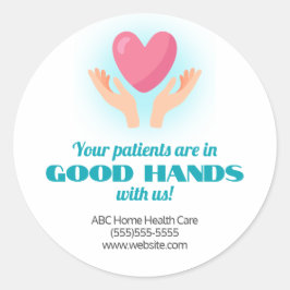 Pegatina Redonda Pacientes en buenas manos Comercialización médica