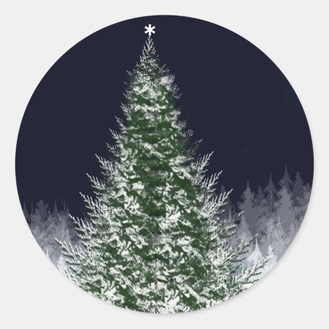 Pegatina Redonda Pacíficos Navidades nocturnos de invierno con Pega (Anverso)