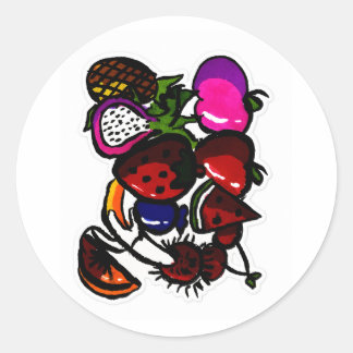 Pegatina Redonda Pack de Stickers de Frutas Dibujadas a Mano – Trop