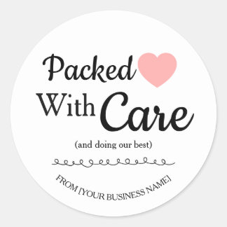 Pegatina Redonda Packed With Care Sticker-Small Business Thank You