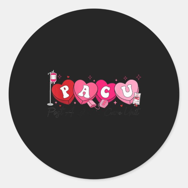 Pegatina Redonda Pacu Nurse Valentine's Day St Anesthesia Care Unit (Anverso)