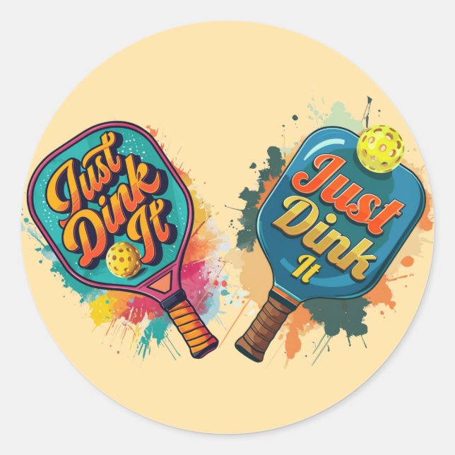 Pegatina Redonda Paddle de pelota - Diseño deportivo y divertido (Anverso)