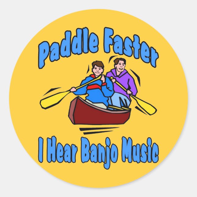 Pegatina Redonda Paddle Faster Banjo Music (Anverso)