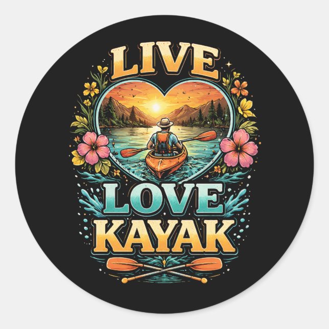 Pegatina Redonda Paddle Into the Sunset (Anverso)