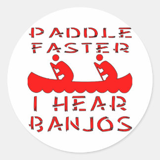 Pegatina Redonda Paddle más rápido oigo banjos