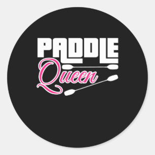 Pegatina Redonda Paddle Queen Chica Kayak