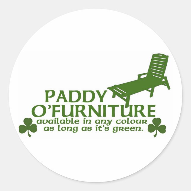Pegatina Redonda Paddy O Furniture - Funny Irish Design - St Patric (Anverso)