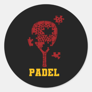 Pegatina Redonda Padel Paddle Tennis Paddel Racquet Ball Puzzle