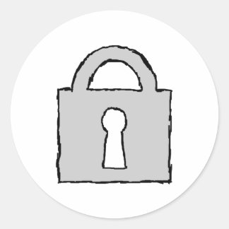 Pegatina Redonda Padlock. Icono principal secreto o confidencial.