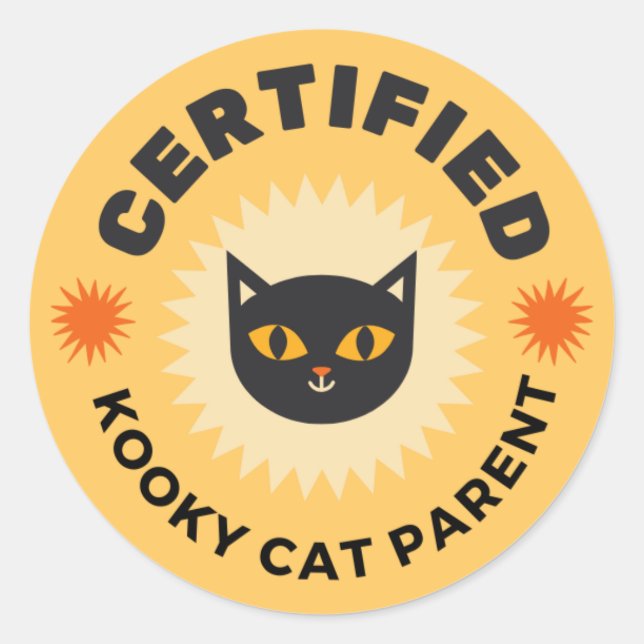 PEGATINA REDONDA PADRE DE GATO CERTIFICADO DE KOOKY (Anverso)